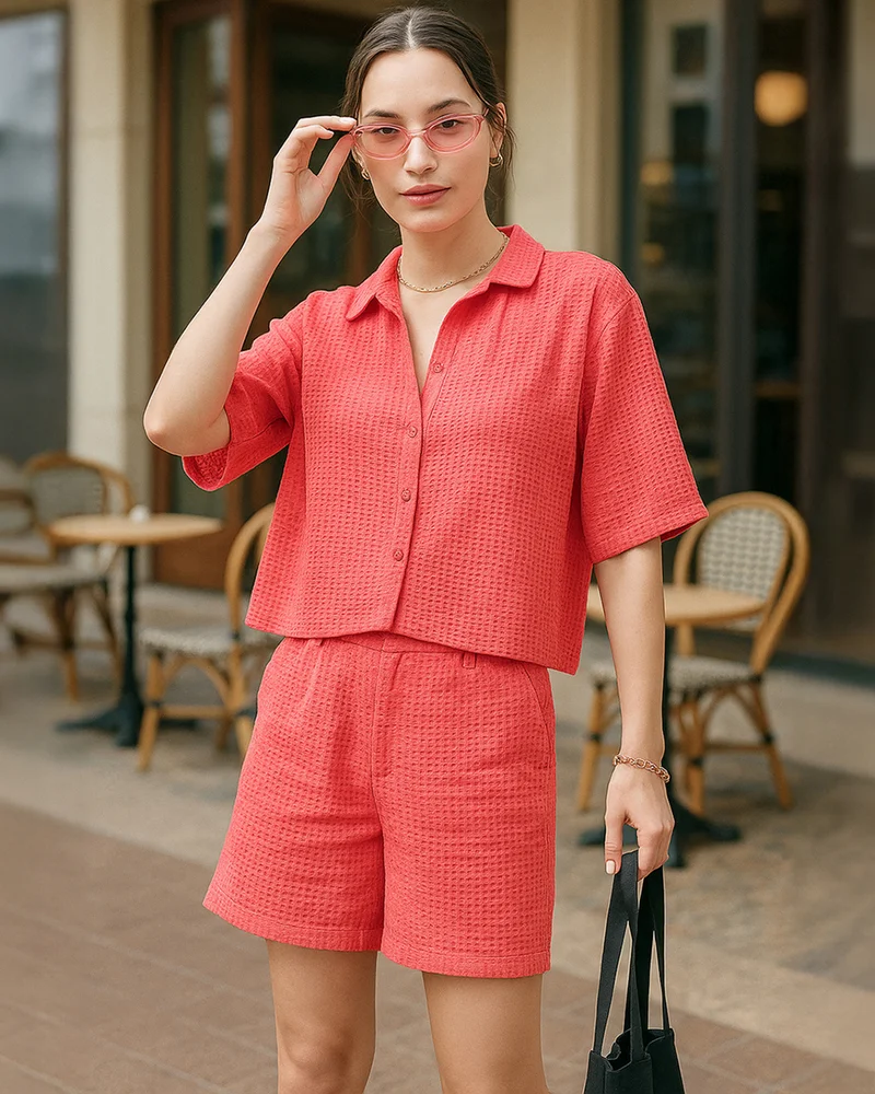 بيواكوف Women's Pink Oversized Co-ordinates